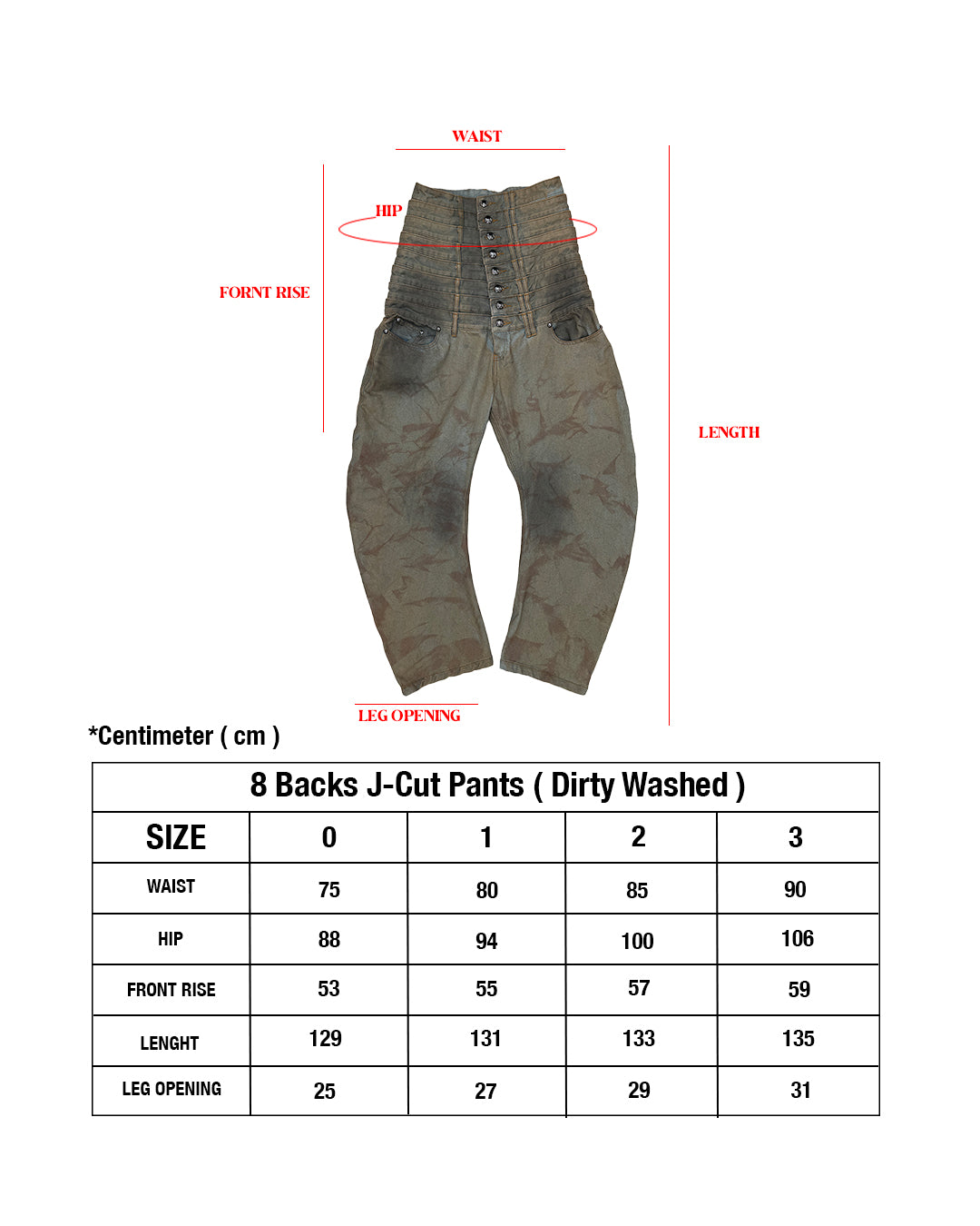 8 Backs J-Cut Pants - Dirty Washed (Available)