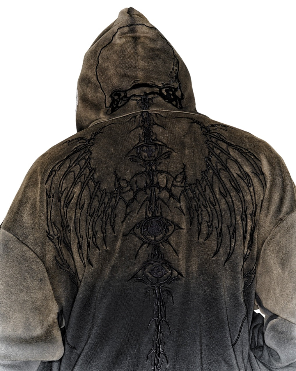 SKELETON KNIGHT HOODIE - BROWN DIY WASHED (Available)