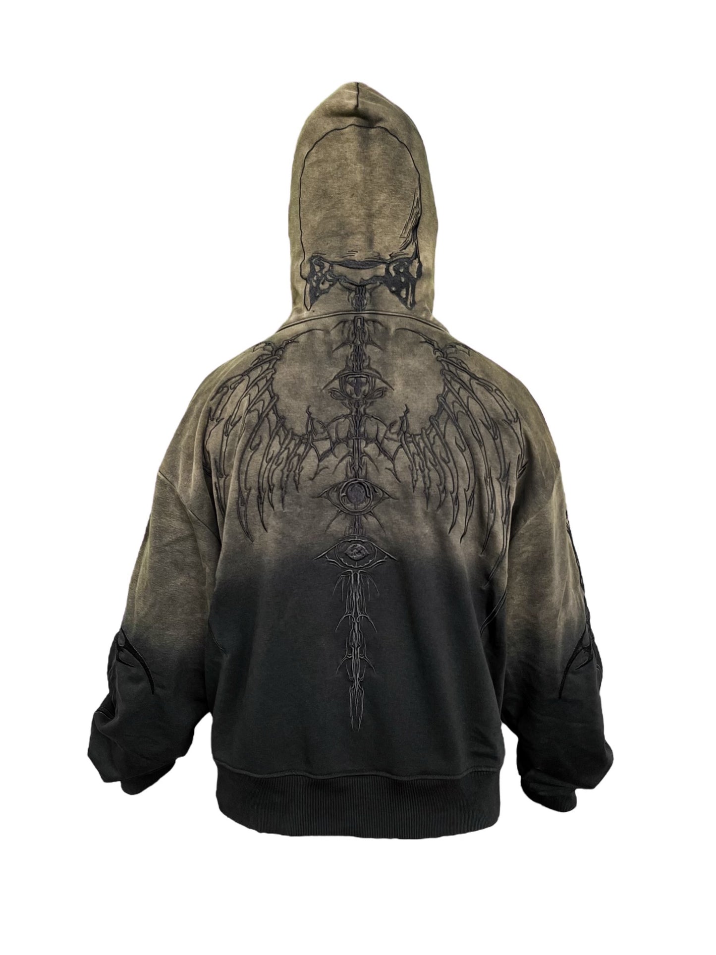 SKELETON KNIGHT HOODIE - BROWN DIY WASHED (Available)