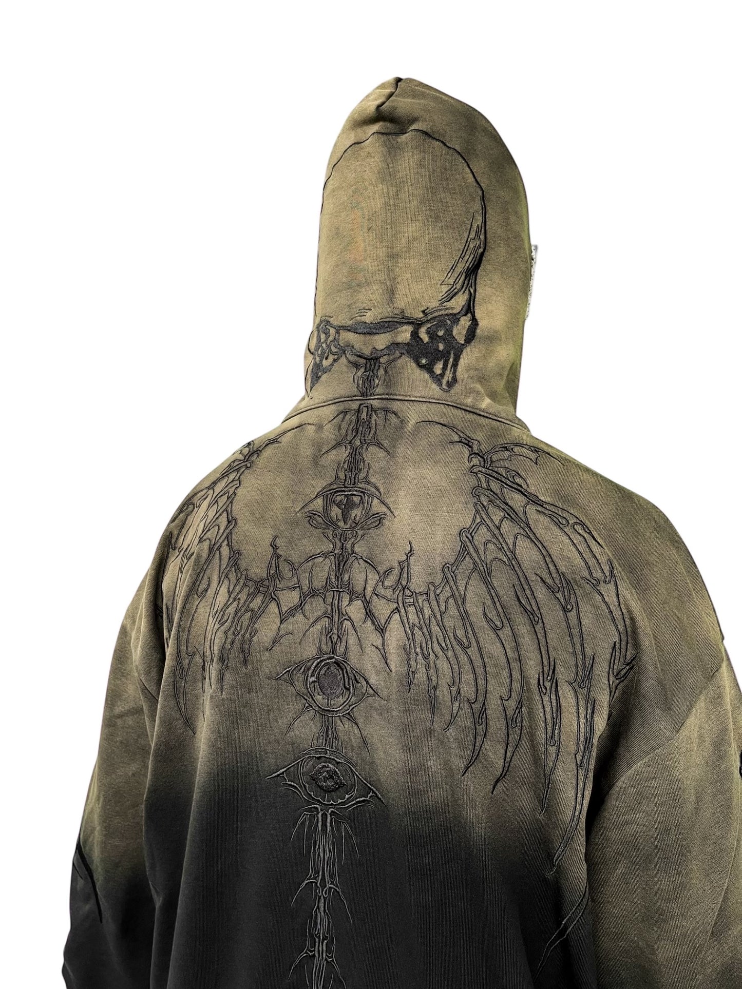 SKELETON KNIGHT HOODIE - BROWN DIY WASHED (Available)