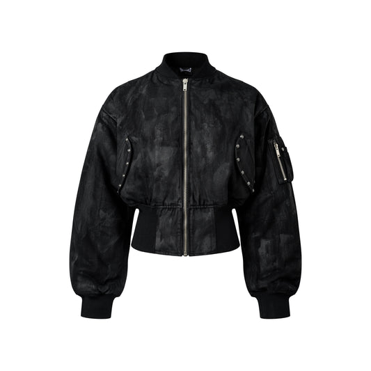 Black Coating Bomber Jacket
