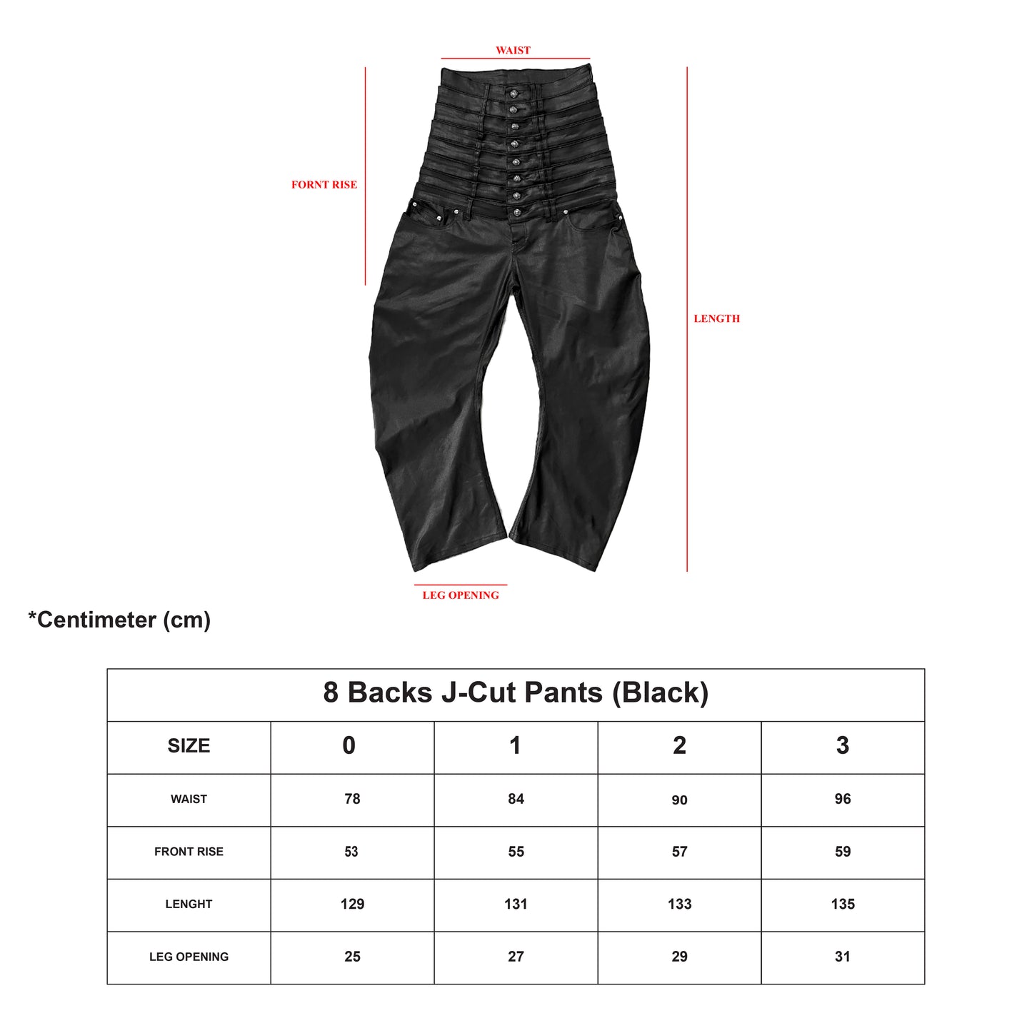 8 Backs J-Cut Pants (Black) (Pre-order 3 weeks)