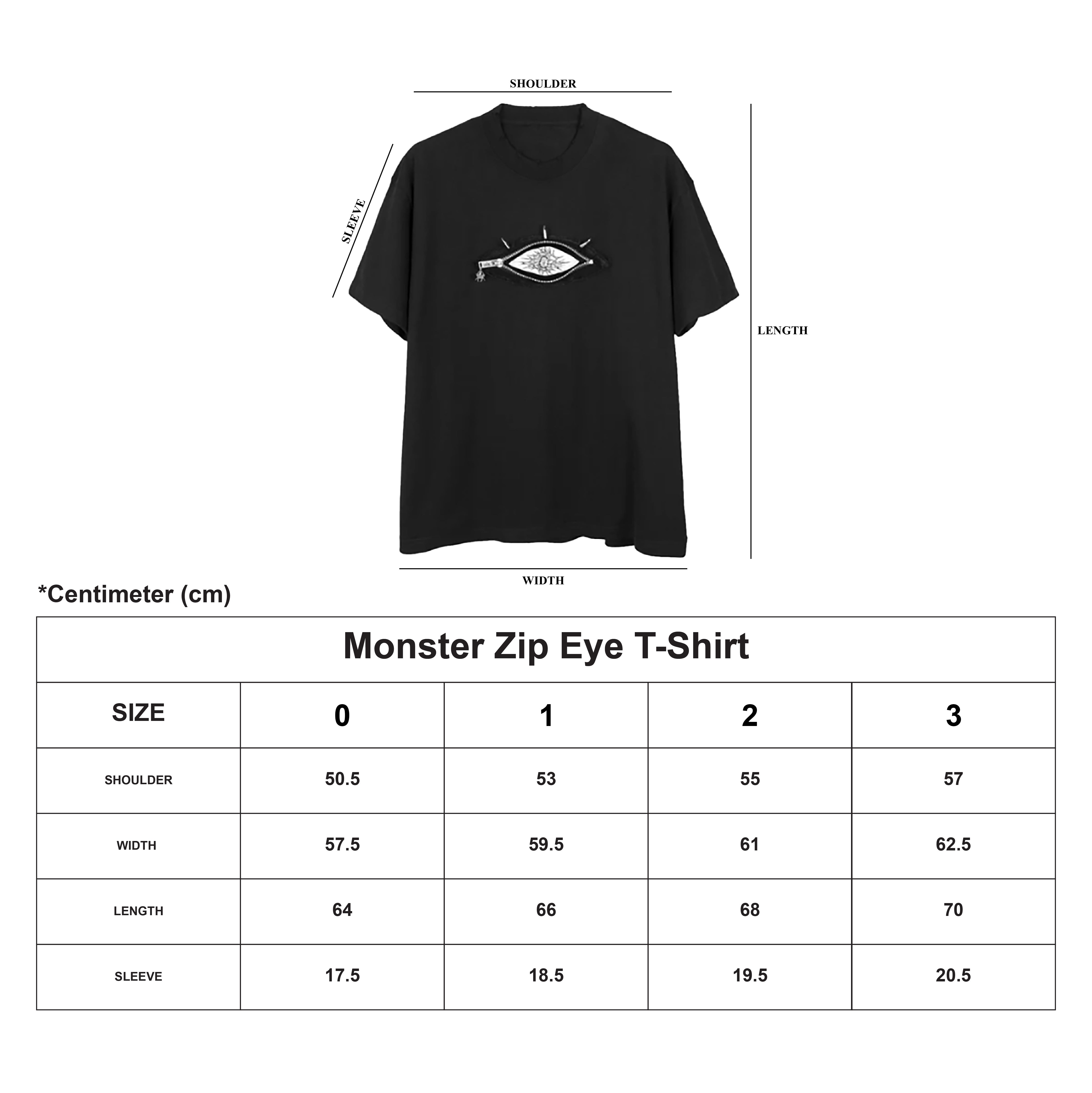 Monster Zip Eye T-Shirt (黒) Monster Zip Eye T-Shirt (PRE-ORDER 4 WEEKS) – UNIZ