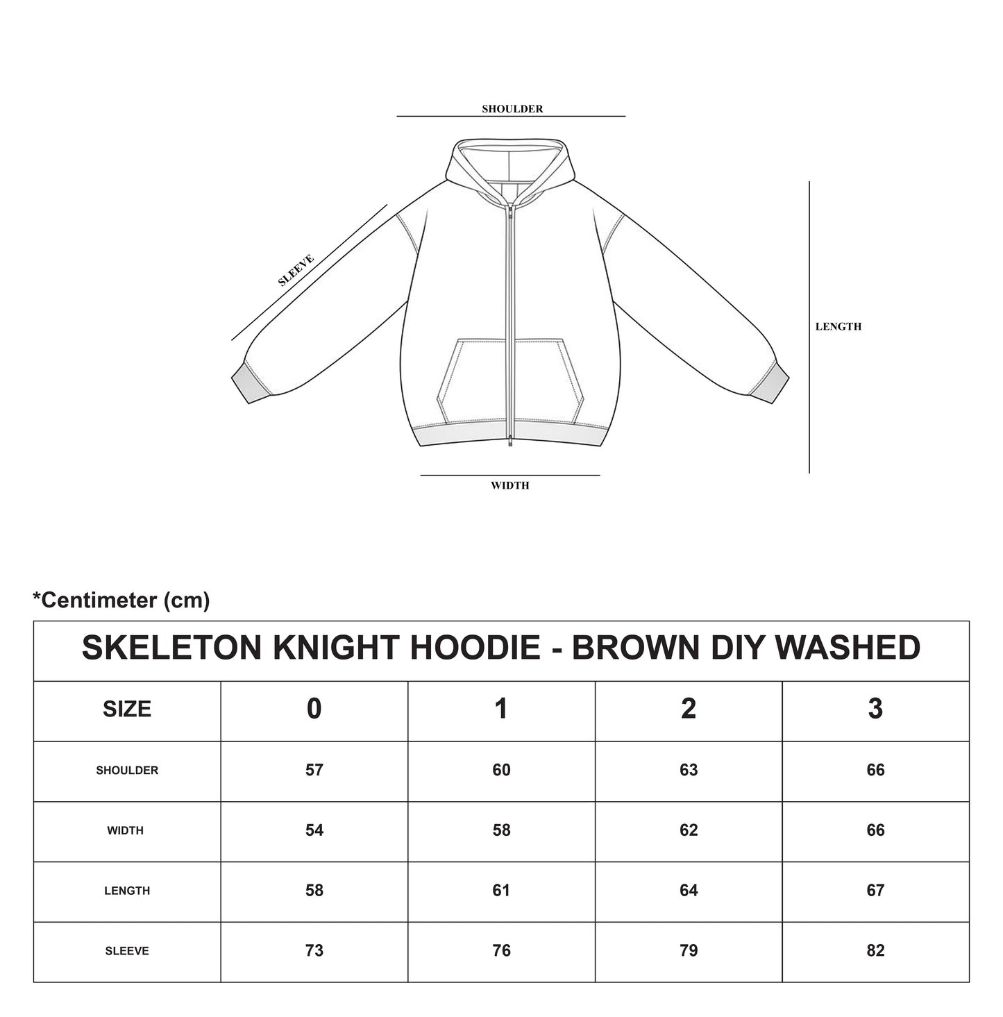 SKELETON KNIGHT HOODIE - BROWN DIY WASHED (Pre-order 2 weeks)