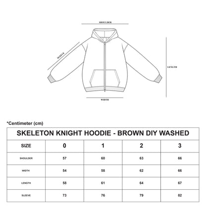 SKELETON KNIGHT HOODIE - BROWN DIY WASHED (Pre-order 2 weeks)