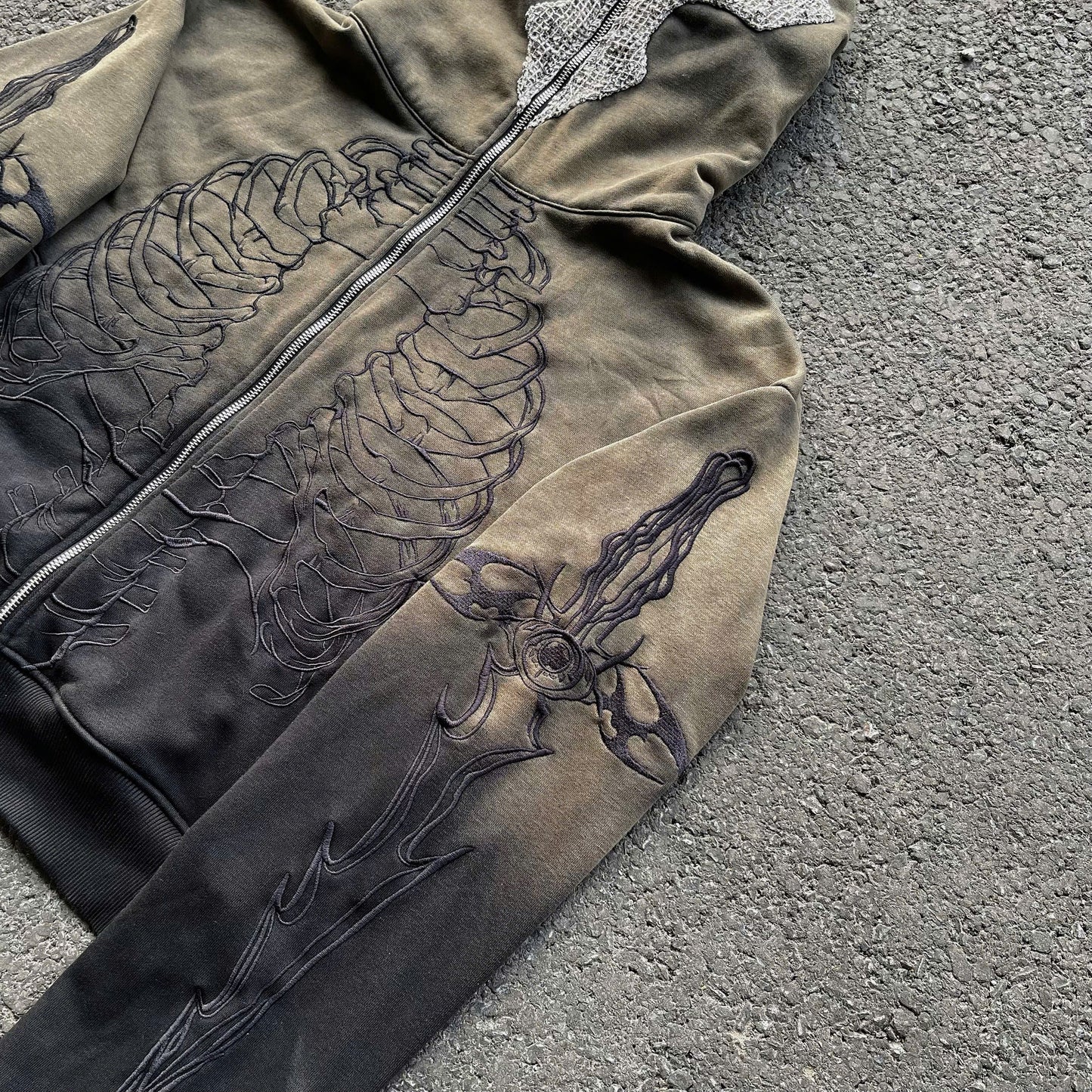 SKELETON KNIGHT HOODIE - BROWN DIY WASHED (Pre-order 2 weeks)