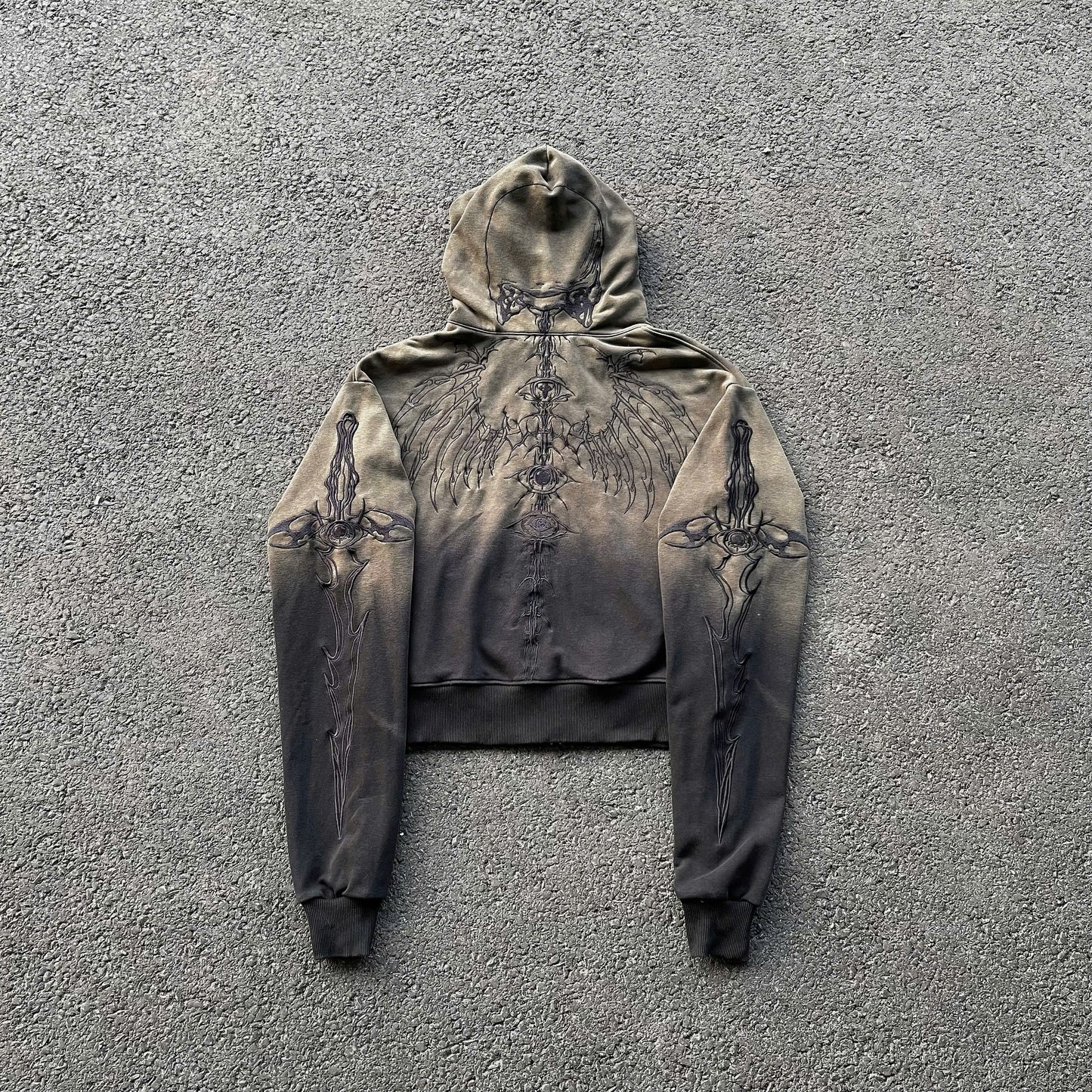 SKELETON KNIGHT HOODIE - BROWN DIY WASHED (Pre-order 2 weeks)